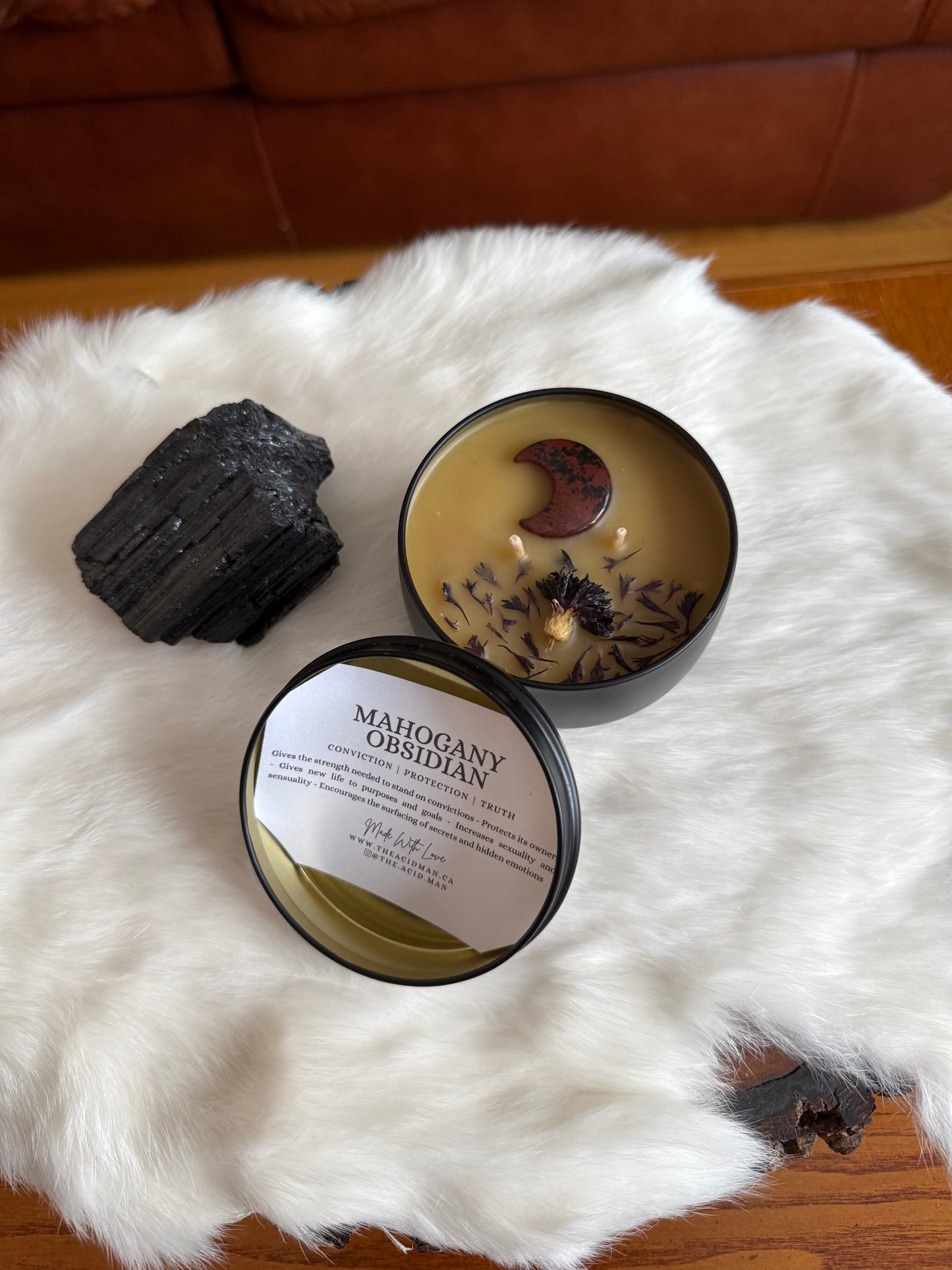 Mahogany Obsidian Moon Candle