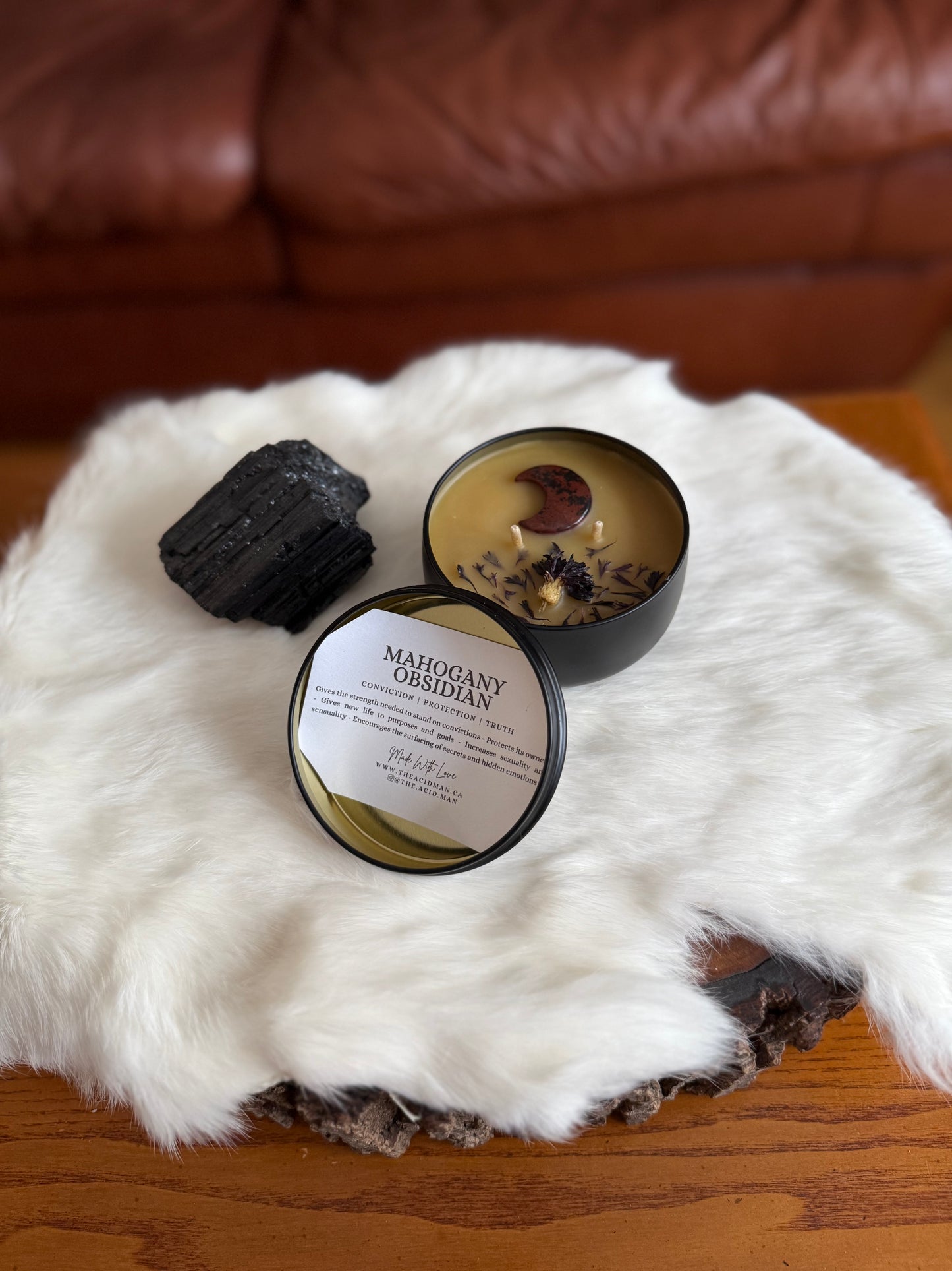Mahogany Obsidian Moon Candle