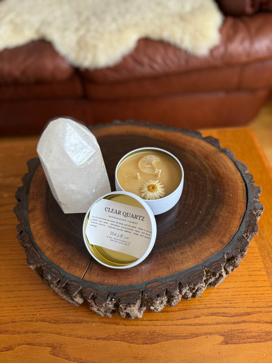 Clear Quartz Moon Candle