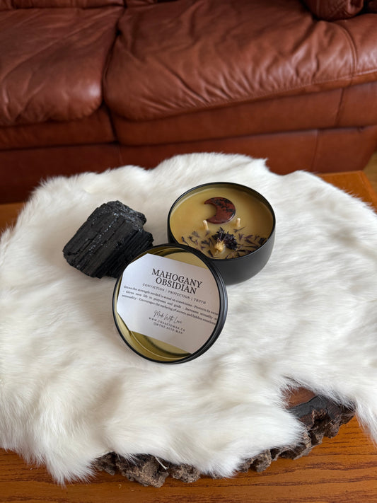 Mahogany Obsidian Moon Candle