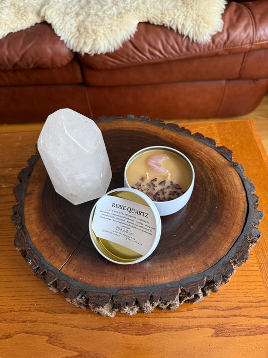 Rose Quartz Moon Candle