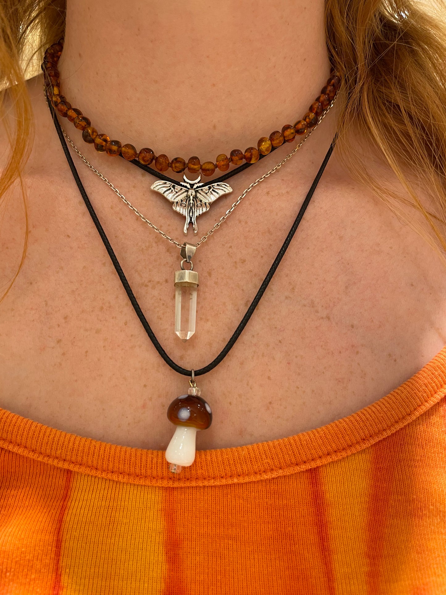 Moth and Mushroom Necklaces