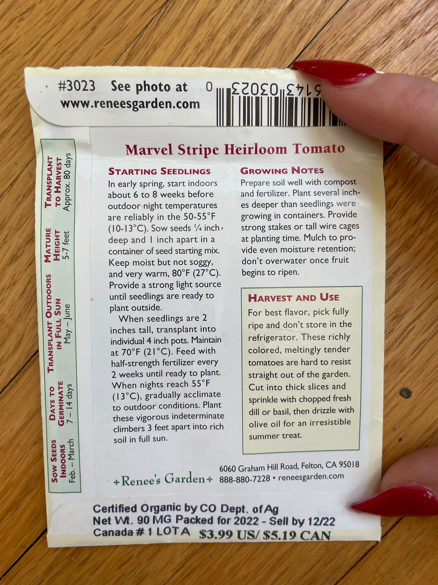 Organic Heirloom Marvel Striped Tomato Seeds